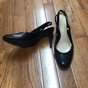 Ann Taylor black sling back heels, 7M